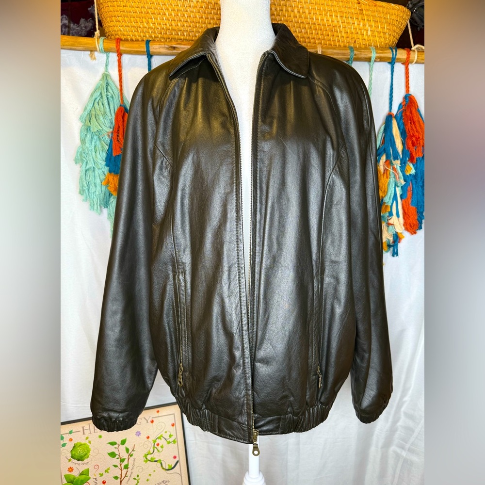 Men's Preston & York Black SOFT Leather Flight Bomber Jacket Full-Zip Moto Sm